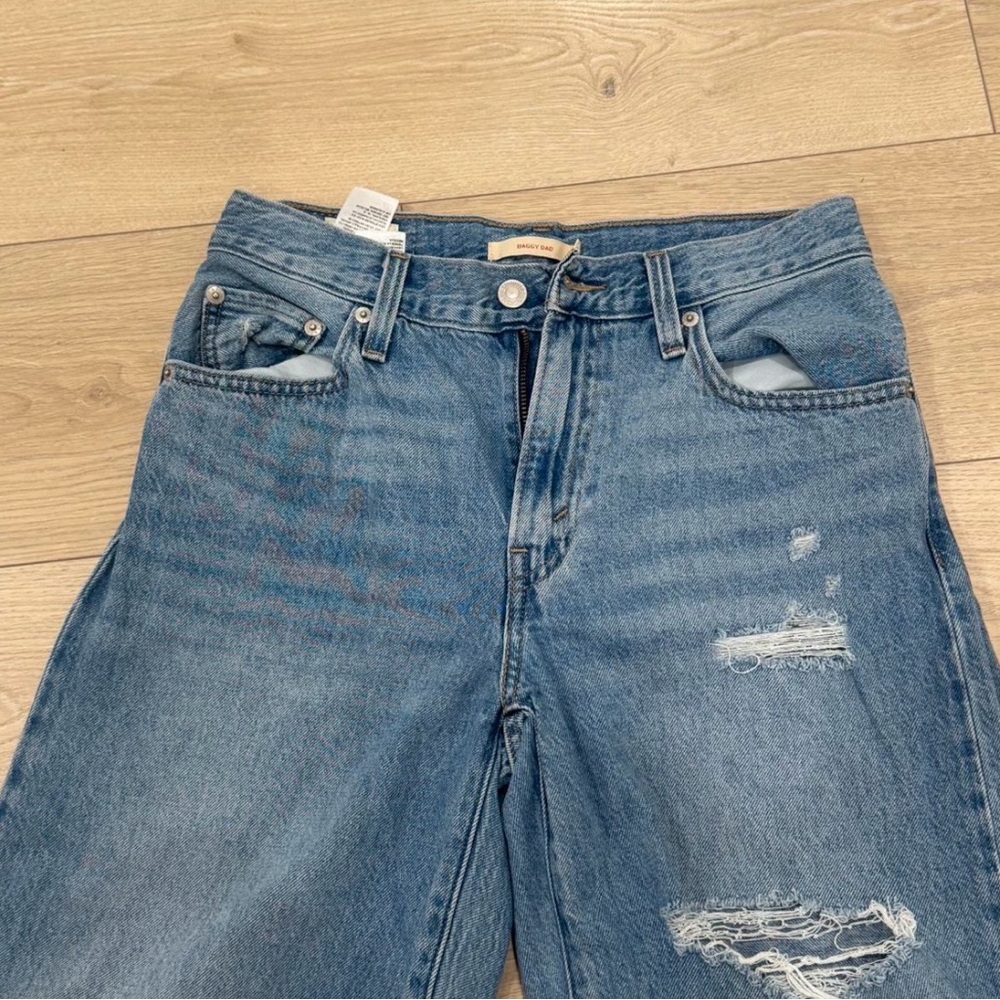 Levi's Medium Blue Ripped Boyfriend Jeans